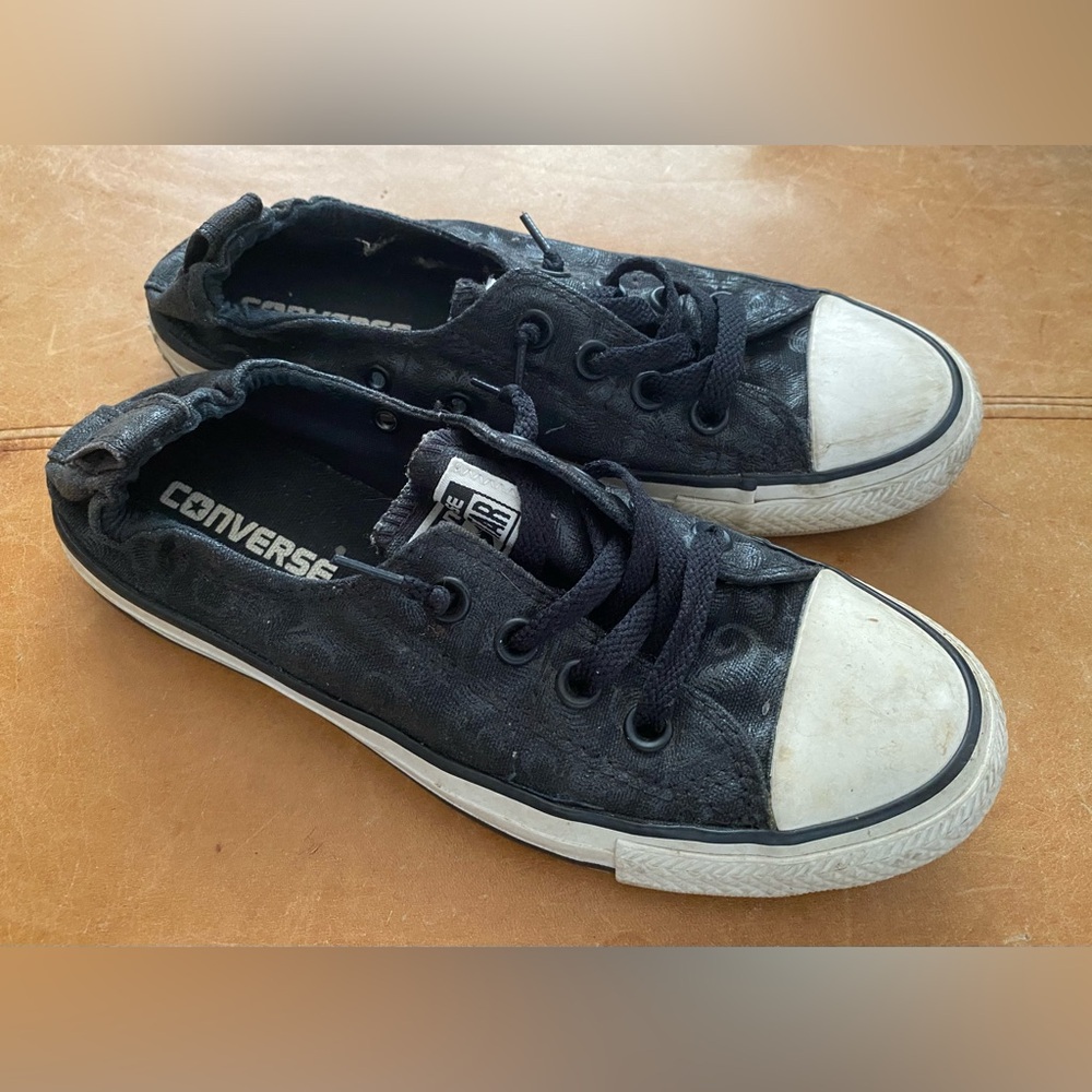Converse Black and White Low-Top Sneakers with Rubber Toe Cap